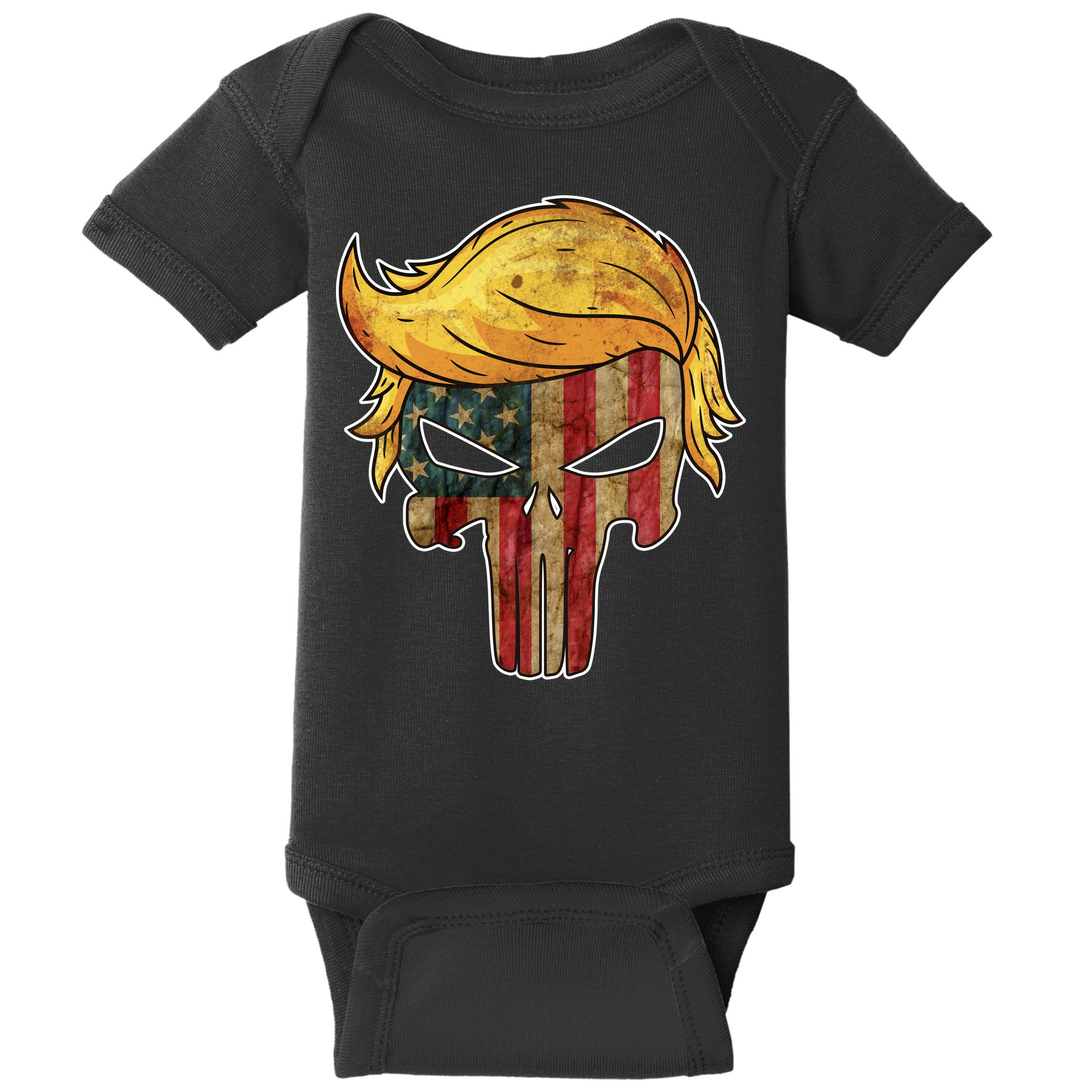Trump American Skull Golden Hair Baby Bodysuit