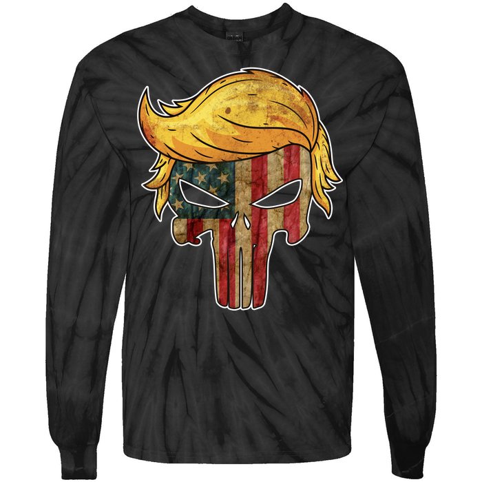 Trump American Skull Golden Hair Tie-Dye Long Sleeve Shirt