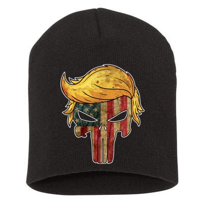 Trump American Skull Golden Hair Short Acrylic Beanie