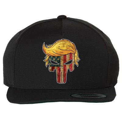 Trump American Skull Golden Hair Wool Snapback Cap