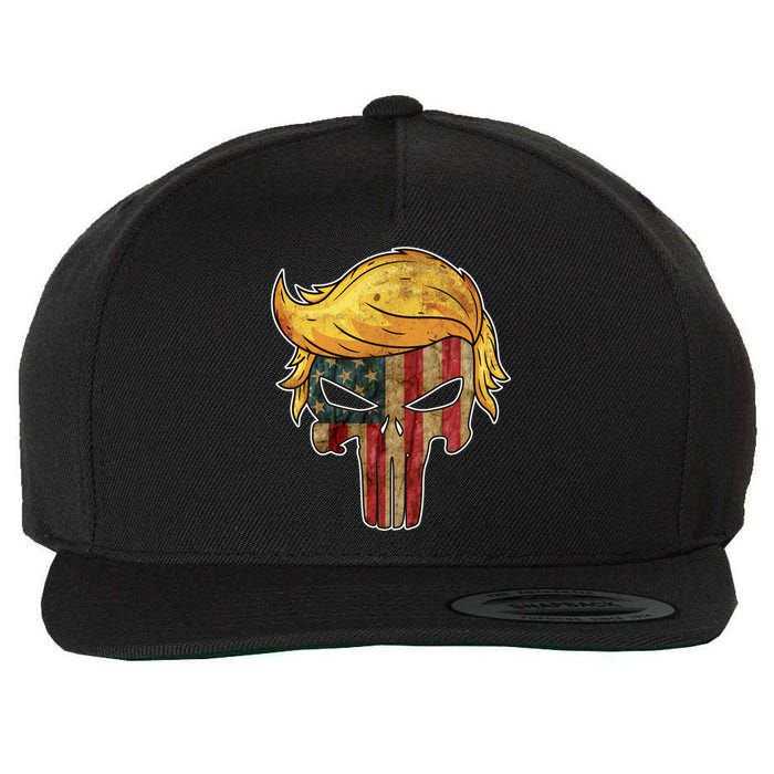 Trump American Skull Golden Hair Wool Snapback Cap