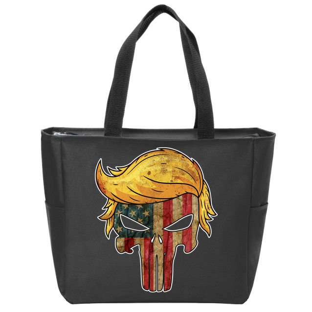 Trump American Skull Golden Hair Zip Tote Bag