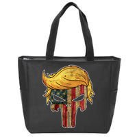 Trump American Skull Golden Hair Zip Tote Bag