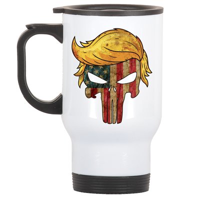 Trump American Skull Golden Hair Stainless Steel Travel Mug