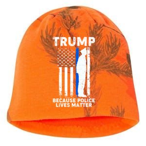 Trump Because Police Lives Matter Thin Blue Line Kati - Camo Knit Beanie