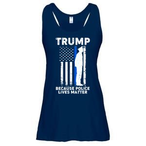 Trump Because Police Lives Matter Thin Blue Line Ladies Essential Flowy Tank