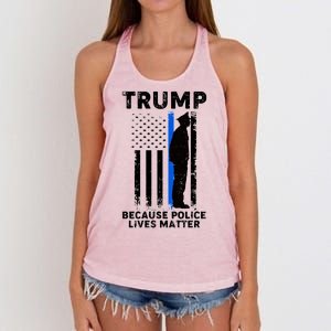 Trump Because Police Lives Matter Thin Blue Line Women's Knotted Racerback Tank