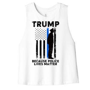 Trump Because Police Lives Matter Thin Blue Line Women's Racerback Cropped Tank