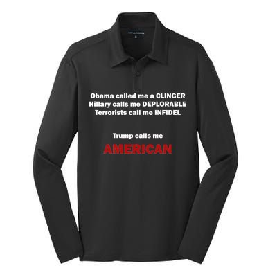 Trump Calls Me American Silk Touch Performance Long Sleeve Polo