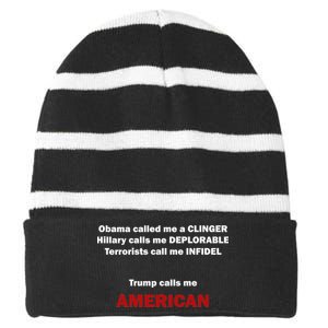 Trump Calls Me American Striped Beanie with Solid Band