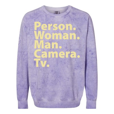 Trump Cognitive Test Person Woman Man Camera TV Colorblast Crewneck Sweatshirt