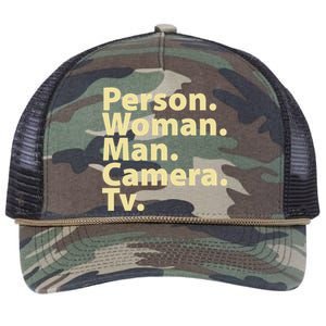 Trump Cognitive Test Person Woman Man Camera TV Retro Rope Trucker Hat Cap