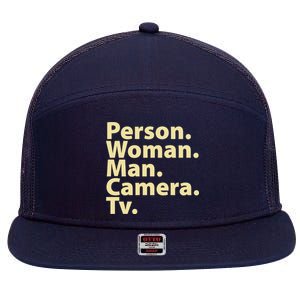 Trump Cognitive Test Person Woman Man Camera TV 7 Panel Mesh Trucker Snapback Hat