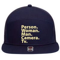 Trump Cognitive Test Person Woman Man Camera TV 7 Panel Mesh Trucker Snapback Hat