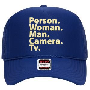 Trump Cognitive Test Person Woman Man Camera TV High Crown Mesh Back Trucker Hat