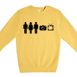 Trump Cognitive Test Person Woman Man Camera TV Funny Premium Crewneck Sweatshirt