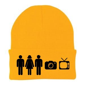 Trump Cognitive Test Person Woman Man Camera TV Funny Knit Cap Winter Beanie