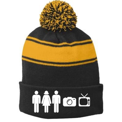 Trump Cognitive Test Person Woman Man Camera TV Funny Stripe Pom Pom Beanie