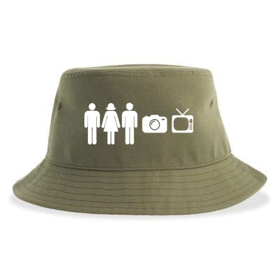 Trump Cognitive Test Person Woman Man Camera TV Funny Sustainable Bucket Hat