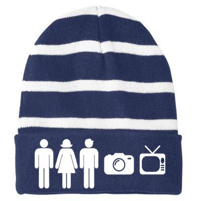 Trump Cognitive Test Person Woman Man Camera TV Funny Striped Beanie with Solid Band