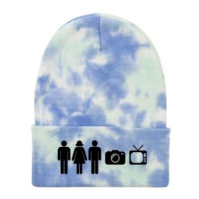 Trump Cognitive Test Person Woman Man Camera TV Funny Tie Dye 12in Knit Beanie