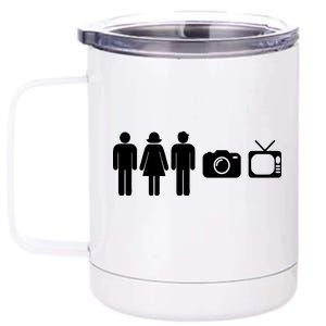 Trump Cognitive Test Person Woman Man Camera TV Funny 12 oz Stainless Steel Tumbler Cup