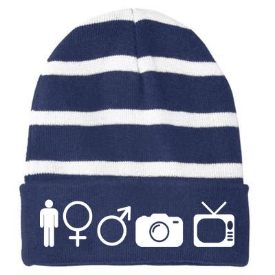 Trump Cognitive Test Symbols Striped Beanie with Solid Band