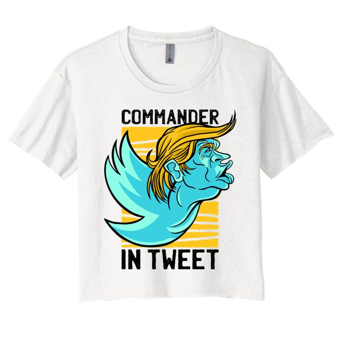 Trump Commander In Tweet Women's Crop Top Tee