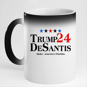 Trump DeSantis 2024 Make America Florida Election Logo 11oz Black Color Changing Mug