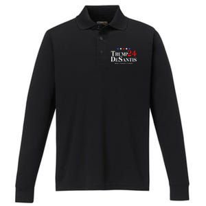 Trump DeSantis 2024 Make America Florida Election Logo Performance Long Sleeve Polo