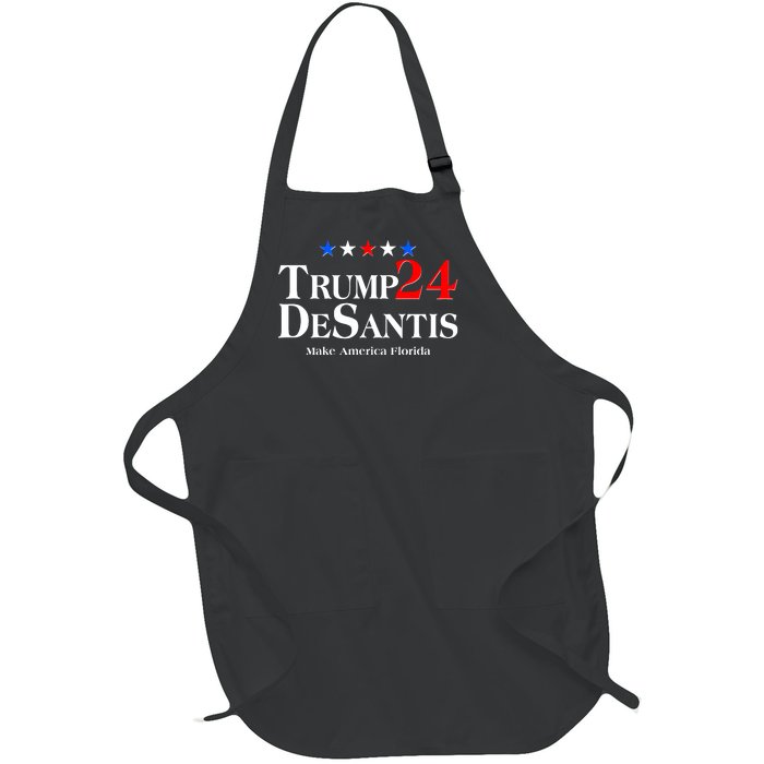 Trump DeSantis 2024 Make America Florida Election Logo Full-Length Apron With Pockets