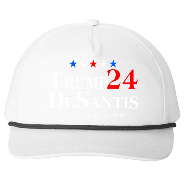 Trump DeSantis 2024 Make America Florida Election Logo Snapback Five-Panel Rope Hat