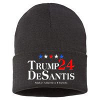 Trump DeSantis 2024 Make America Florida Election Logo Sustainable Knit Beanie