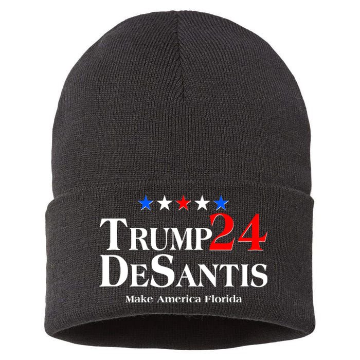 Trump DeSantis 2024 Make America Florida Election Logo Sustainable Knit Beanie