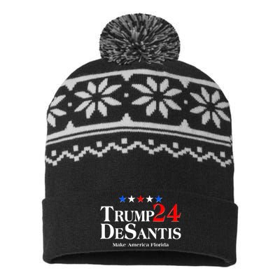 Trump DeSantis 2024 Make America Florida Election Logo USA-Made Snowflake Beanie