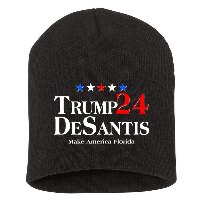 Trump DeSantis 2024 Make America Florida Election Logo Short Acrylic Beanie