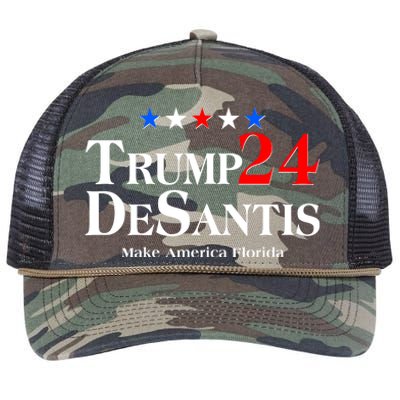 Trump DeSantis 2024 Make America Florida Election Logo Retro Rope Trucker Hat Cap