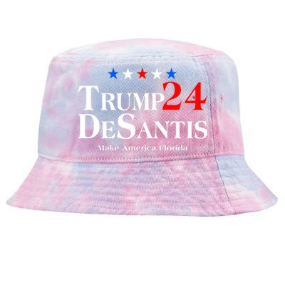 Trump DeSantis 2024 Make America Florida Election Logo Tie-Dyed Bucket Hat