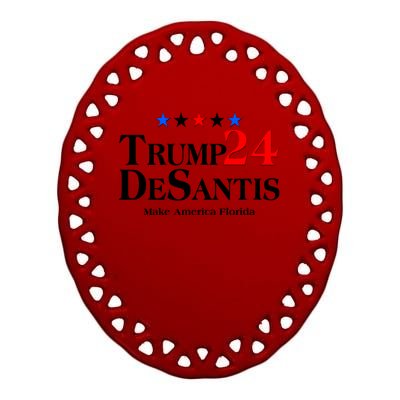 Trump DeSantis 2024 Make America Florida Election Logo Ceramic Oval Ornament