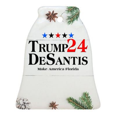 Trump DeSantis 2024 Make America Florida Election Logo Ceramic Bell Ornament