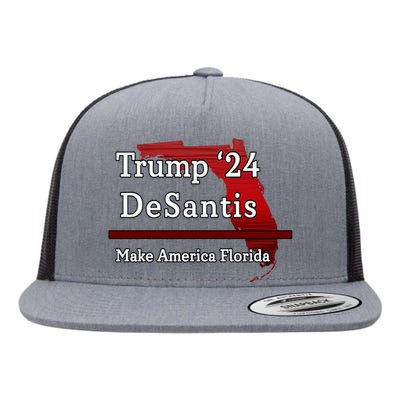 Trump DeSantis 2024 Make America Florida State Flat Bill Trucker Hat