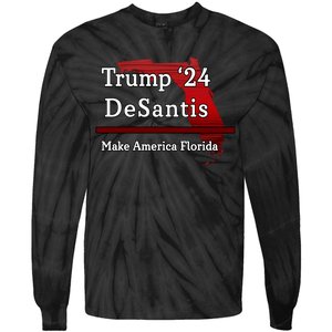 Trump DeSantis 2024 Make America Florida State Tie-Dye Long Sleeve Shirt