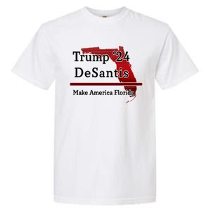 Trump DeSantis 2024 Make America Florida State Garment-Dyed Heavyweight T-Shirt