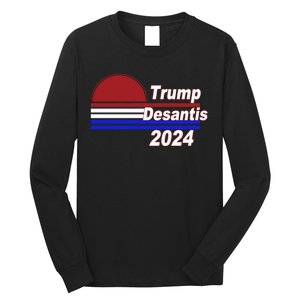 Trump Desantis 2024 Red White And Blue Simple Long Sleeve Shirt