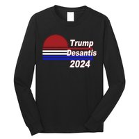 Trump Desantis 2024 Red White And Blue Simple Long Sleeve Shirt