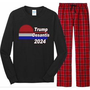 Trump Desantis 2024 Red White And Blue Simple Long Sleeve Pajama Set