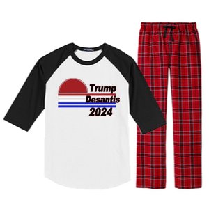 Trump Desantis 2024 Red White And Blue Simple Raglan Sleeve Pajama Set