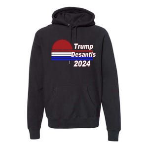 Trump Desantis 2024 Red White And Blue Simple Premium Hoodie