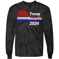 Trump Desantis 2024 Red White And Blue Simple Tie-Dye Long Sleeve Shirt