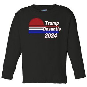 Trump Desantis 2024 Red White And Blue Simple Toddler Long Sleeve Shirt